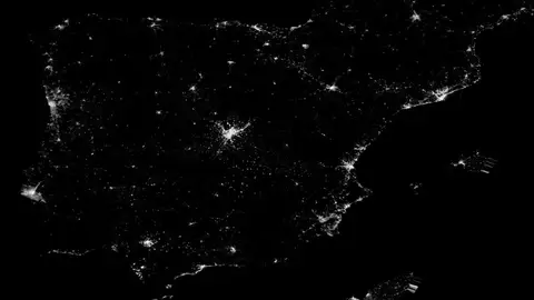 Apagón eléctrico visto desde el espacio Apagón eléctrico visto desde el espacio