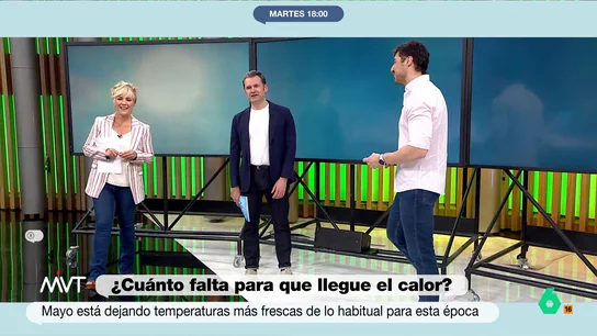 Iñaki López, sobre las previsiones de Rubén del Campo (AEMET) para el verano: "Nos habéis robado un poco las ganas de vivir" Iñaki López pregunta en este vídeo a Rubén del Campo por la relación entre una primavera fría y lluviosa como la que estamos viviendo y un verano más o menos caluroso. La respuesta del experto no termina de convencerle.