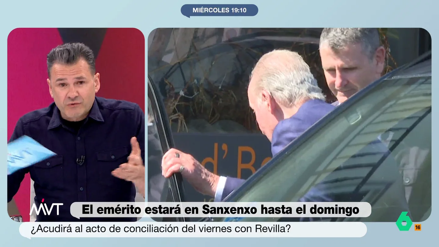 Iñaki López, sobre la presencia del emérito en el acto de conciliación con Revilla: "Requiere una gallardía que no ha tenido nunca" laSexta ha aprovechado la presencia del rey Juan Carlos en Sanxenxo para preguntarle si tiene pensado acudir al acto de conciliación con Miguel Ángel Revilla. El rey emérito se ha limitado a decir que estará en Sanxenxo "hasta el domingo".