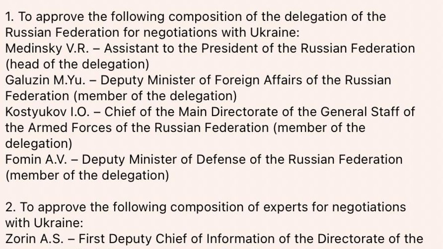 Comunicado con el que han anunciado la formación de dicha delegación rusa para las negociaciones en Estambul.