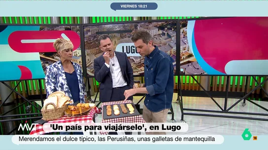 La reacción de Cristina Pardo e Iñaki López al probar las perusiñas, un postre típico gallego La reacción de Cristina Pardo e Iñaki López al probar las perusiñas, un postre típico gallego