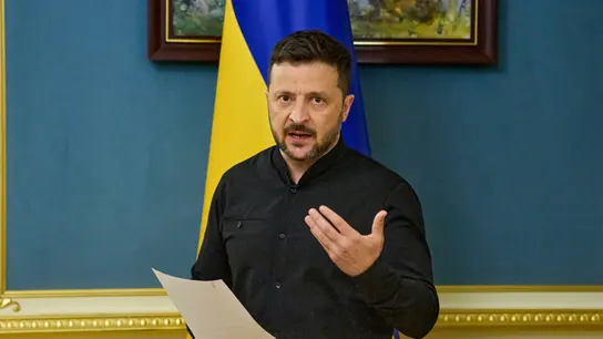El presidente ucraniano, Volodymyr Zelenskyy, habla durante una conferencia de prensa en Kyiv El presidente ucraniano, Volodymyr Zelenskyy, habla durante una conferencia de prensa en Kyiv