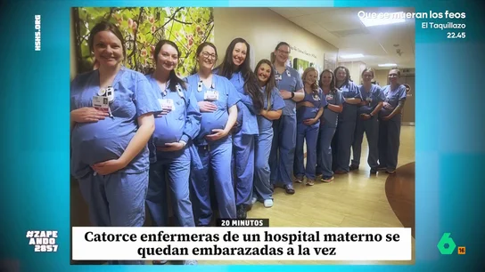 Catorce enfermeras de una maternidad de EEUU se quedan embarazadas a la vez: "No han entendido lo de jugar a los médicos" Catorce enfermeras del área de maternidad de Wisconsin se han quedado embarazadas a la vez, pero como desvela Quique Peinado, no es la primera vez. También hay casos en Missouri, Indiana y Arizona.