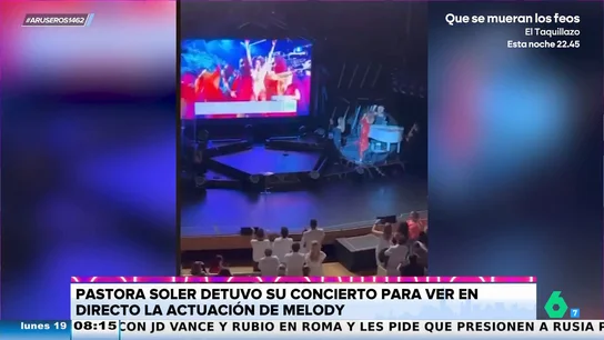 El momento viral en el que Pastora Soler detiene su concierto para ver la actuación de Melody en Eurovisión El momento viral en el que Pastora Soler detiene su concierto para ver la actuación de Melody en Eurovisión