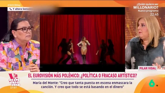 Pilar Vidal se 'baja' del barco de de Eurovisión: "Hice una porra y no acerté ni una" La periodista ha decidido dejar de ver el festival ya que lo considera "un popurrí". "Termino con un dolor de cabeza que no lo entiendo muy bien", le explicaba a Sonsoles Ónega.