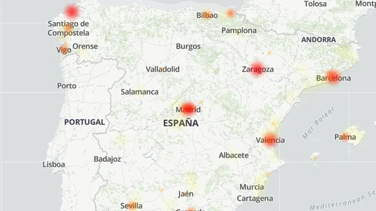 Mapa de calor con problemas de Telefónica Mapa de calor con problemas de Telefónica