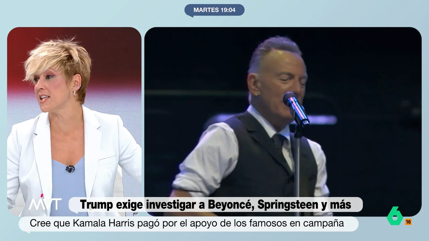 Cristina Pardo defiende a Bruce Springsteen de las criticas de Donald Trump: "Por lo menos no es naranja" Cristina Pardo defiende a Bruce Springsteen de las criticas de Donald Trump: "Por lo menos no es naranja"