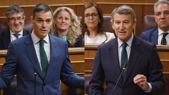 Sánchez y Feijóo en el Congreso de los Diputados. Sánchez y Feijóo en el Congreso de los Diputados.