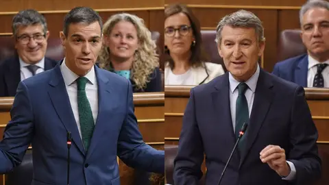 Sánchez y Feijóo en el Congreso de los Diputados. Sánchez y Feijóo en el Congreso de los Diputados.