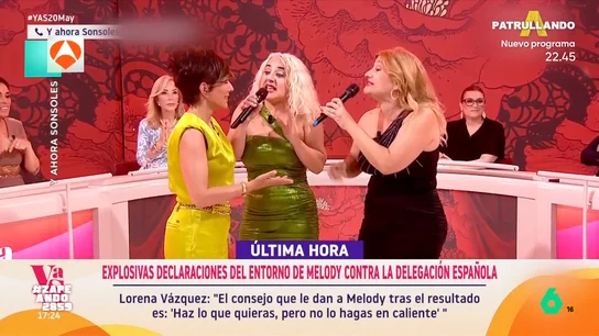 Paqui y Pili, las "melotías" de Melody cantan 'Esa diva' en 'Y ahora Sonsoles': "El show y el desparpajo va en la genética" María Gómez presenta a Paqui y Pili, las tías de Melody que ha bautizado como las "melotías" después de su actuación en 'Y ahora Sonsoles' donde cantaron el tema que llevó su sobrina a Eurovisión.