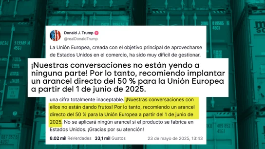 Trump amenaza con aranceles del 50% a la UE en junio y desata una nueva caída en los mercados Trump amenaza con aranceles del 50% a la UE en junio y desata una nueva caída en los mercados