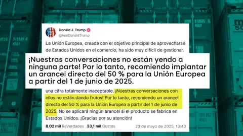 Trump amenaza con aranceles del 50% a la UE en junio y desata una nueva caída en los mercados Trump amenaza con aranceles del 50% a la UE en junio y desata una nueva caída en los mercados
