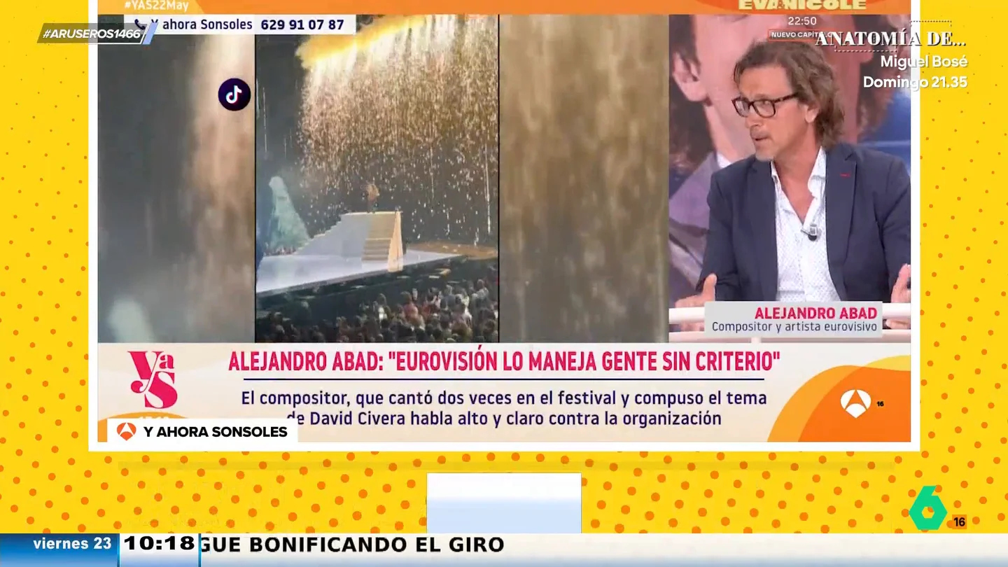 Alejandro Abad, a los expertos que escogen la canción de Eurovisión: "Si les preguntas qué nota viene después de sol, te dicen la luna" Alejandro Abad, a los expertos que escogen la canción de Eurovisión: "Si les preguntas qué nota viene después de sol, te dicen la luna"