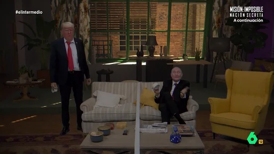 'Vladímir Putin' lanza un zapato a 'Donald Trump': "Si lo hueles igual te parece un arma química" El ruso visita el piso que comparten varios líderes de ultraderecha para quedarse en un cuarto. Pero, el conflicto surge rápidamente ya que 'Donald Trump' decide dividir el piso en dos utilizando una cinta.