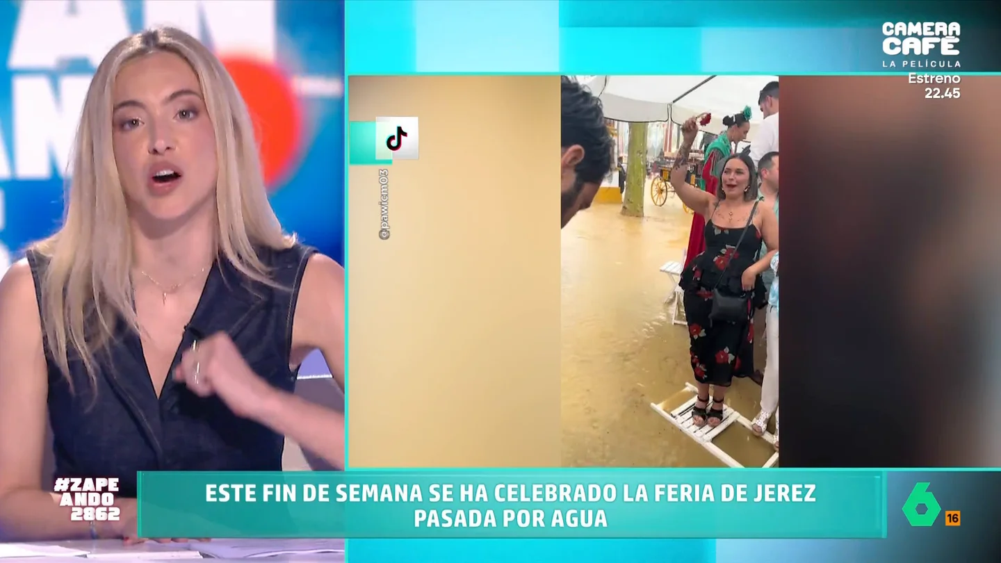 Isabel Forner, al ver la Feria de Jerez inundada: "Ahora entendemos por qué van en náuticos" Isabel Forner, al ver la Feria de Jerez inundada: "Ahora entendemos por qué van en náuticos"