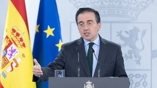 El ministro de Asuntos Exteriores, José Manuel Albares, en una rueda de prensa en marzo de 2025 El ministro de Asuntos Exteriores, José Manuel Albares, en una rueda de prensa en marzo de 2025