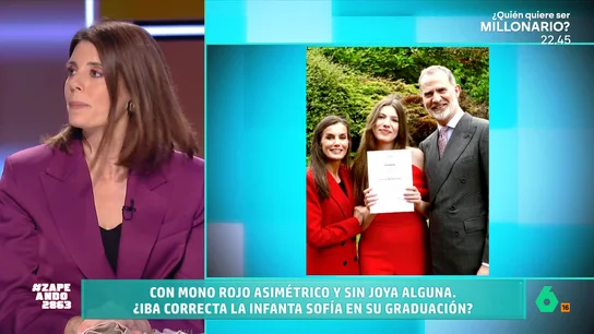 Del color al tipo de vestido: María José Gómez y Verdú desvela los fallos de protocolo en la graduación de la infanta Sofía María José Gómez y Verdú, experta en protocolo, analiza en Zapeando la graduación de la infanta Sofía en el Atlantic College de Gales. En su opinión, hay algunos defectos en el vestido de la infanta o el color en el de la reina Letizia.