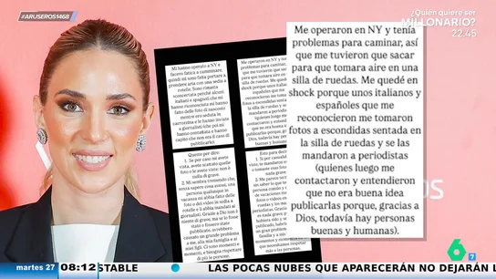 Alice Campello habla por primera vez tras ser operada en Nueva York: "Tenía problemas para caminar" Alice Campello habla por primera vez tras ser operada en Nueva York: "Tenía problemas para caminar"