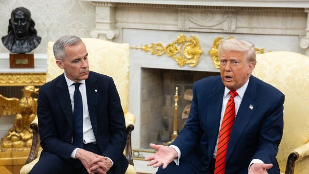 El primer ministro de Canad&aacute;, Mark Carney, y el presidente de Estados Unidos (EEUU), Donald Trump, en su &uacute;ltimo encuentro en la Casa Blanca.