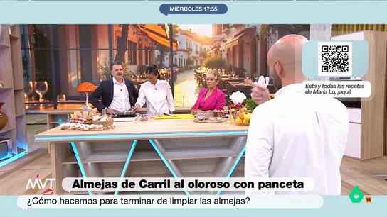 La advertencia de Cristina Pardo a Gonzalo Miró: "El día que llegues tarde no hay comida" El colaborador ha estado muy atento a la sección de cocina de María Lo, que ha preparado unas deliciosas almejas al oloroso. Iñaki López y Cristina no han dudado en lanzar varios dardos dirigidos hacia Miró.