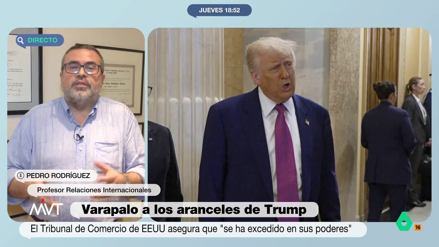 Pedro Rodríguez, sobre el bloqueo de los aranceles a Trump: "Este tribunal le ha recordado que existe una separación de poderes" Pedro Rodríguez, sobre el bloqueo de los aranceles a Trump: "Este tribunal le ha recordado que existe una separación de poderes"
