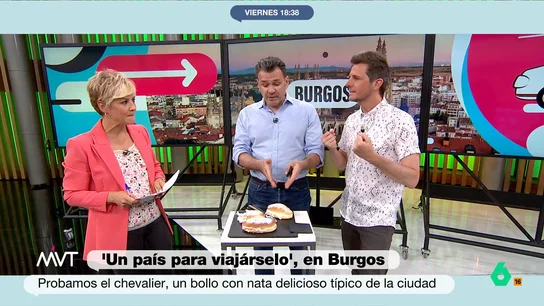 Luis Calero se 'lamenta' por no haber hablado sobre el Cid tras su visita a Burgos: "Nos lías con estos detalles..." El reportero ha viajado hasta esta ciudad de Castilla y León y, como es habitual, ha disfrutado de un postre tradicional de la ciudad: el chevalier. No te pierdas la opinión de Iñaki López y Cristina Pardo sobre este dulce.