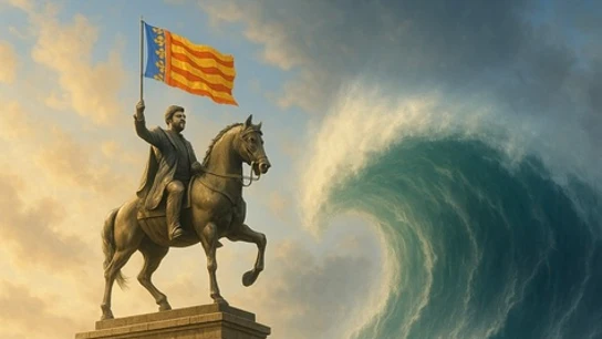 La imagen representativa que acompaña a la propuesta de crear una estatua ecuestre de Carlos Mazón. La imagen representativa que acompaña a la propuesta de crear una estatua ecuestre de Carlos Mazón.