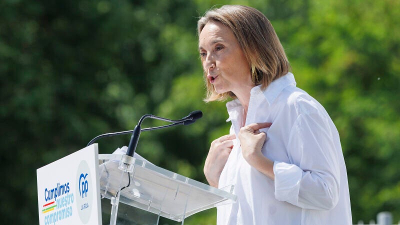 La secretaria general del Partido Popular (PP), Cuca Gamarra, durante un acto este fin de semana en Logroño.
