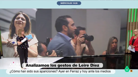 Gloria Campos, experta en comunicación no verbal, sobre la reacción de Leire Díez al ver llegar a Aldama: "Se lo esperaba" Gloria Campos, experta en lenguaje no verbal, analiza en este vídeo los gestos de Leire Díaz ante la irrupción de Víctor de Aldama. Asegura que "no ha habido un gesto de improvisación, de 'Dios mío, qué está pasando'".