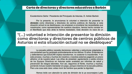 Extracto de la cara de los docentes asturianos a Adrián Barbón.  Extracto de la cara de los docentes asturianos a Adrián Barbón.