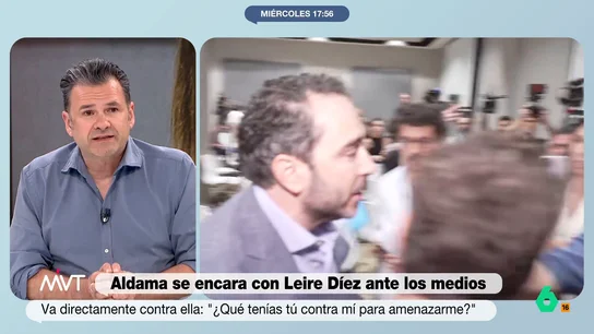 Iñaki López, sobre la irrupción de Aldama en la comparecencia de Leire Díez: "Le sacaron para dar un montón de pruebas y seguimos esperando" Iñaki López reflexiona sobre la entrada sorpresa de Víctor de Aldama para reventar la comparecencia de Leire Díez: "Tiene acceso sobrado a los medios para defenderse más tranquilamente que montando esta tangana", opina.