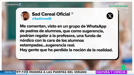 El tuit viral que demuestra que los regalos para los profesores se nos han ido de las manos: "Demasiado íntimo para el momento de la acción" El tuit viral que demuestra que los regalos para los profesores se nos han ido de las manos: "Demasiado íntimo para el momento de la acción"