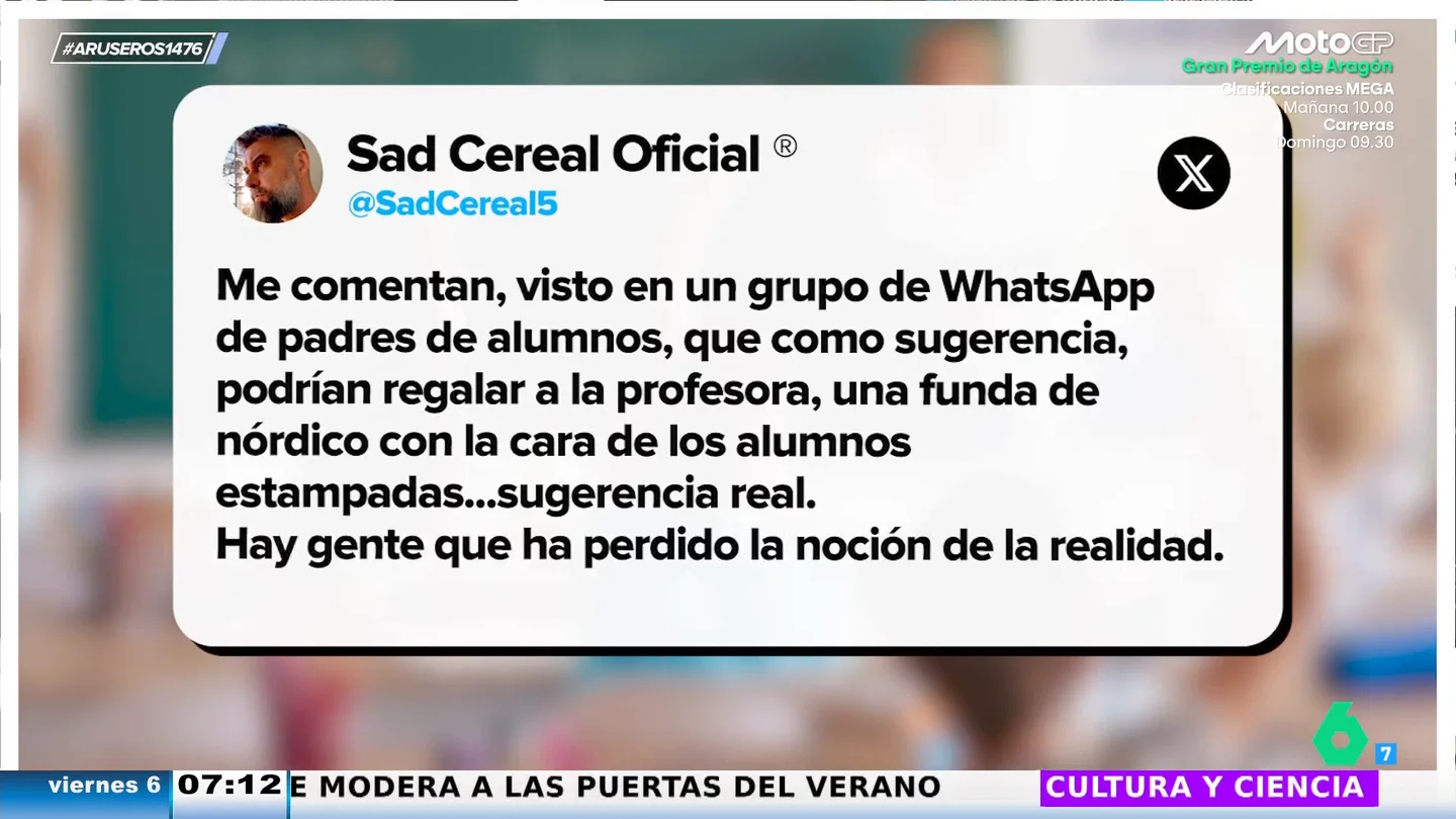 El tuit viral que demuestra que los regalos para los profesores se nos han ido de las manos: "Demasiado íntimo para el momento de la acción" El tuit viral que demuestra que los regalos para los profesores se nos han ido de las manos: "Demasiado íntimo para el momento de la acción"