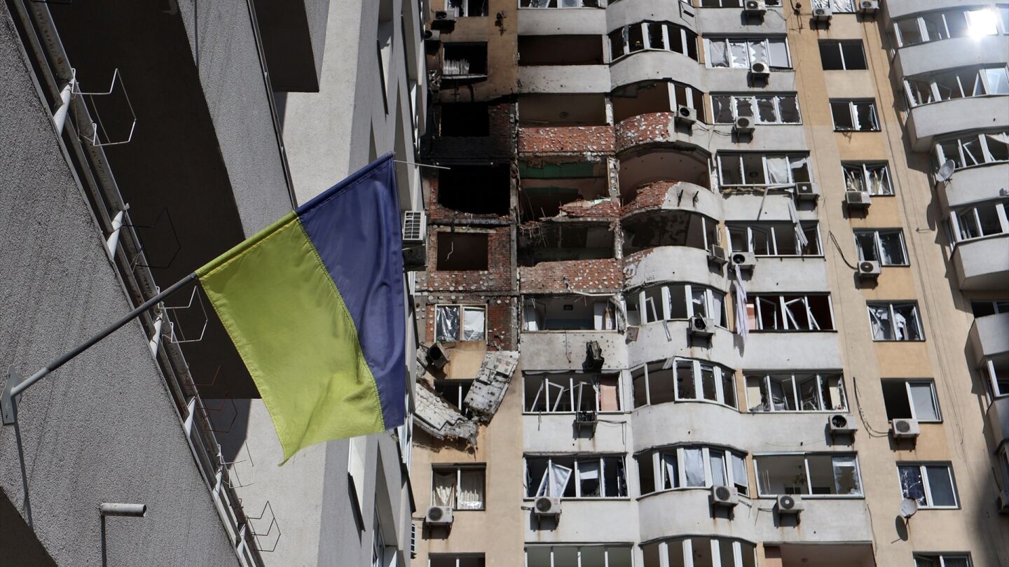 Un edificio tras el ataque de un avión no tripulado ruso en una imagen de archivo.