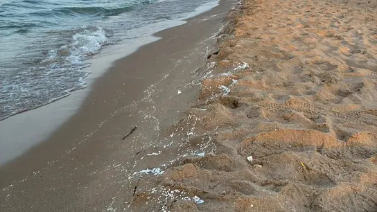 Imagen del vertido en la arena de la playa de Piles, Valencia. Imagen del vertido en la arena de la playa de Piles, Valencia.