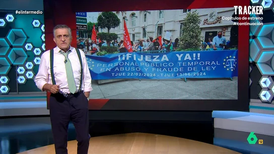 Wyoming, sobre la situación de los interinos en España: "Es pertinente pelearnos por dar estabilidad a estos trabajadores" El presentador expone que en España hay 800.000 personas que trabajan de forma temporal en la administración pública. "La interinidad se ha cronificado y ha pasado de gobierno en gobierno sin que ninguno haya puesto remedio", afirma Wyoming.