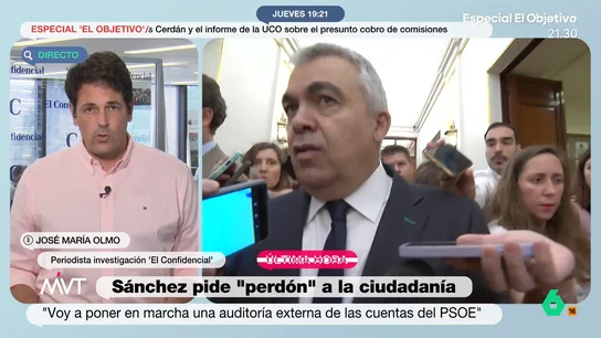 José María Olmo, sobre Cerdán: "Hay gente que ha comprometido su honor para defender a personas hasta el cuello de corrupción" El periodista José María Olmo analiza en este vídeo el informe de la UCO sobre Santos Cerdán y asegura rotundo que "pensar que todo esto ocurrió sin que Pedro Sánchez lo supiera, me parece absurdo".