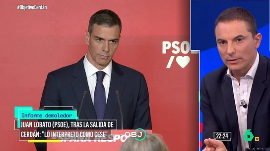 Juan Lobato, sobre Pedro Sánchez y el caso de Santos Cerdán: "Pedir perdón no es suficiente, hay que dar muchos pasos más" Juan Lobato reflexiona en 'El Objetivo' sobre la situación del PSOE tras la bomba del informe de la UCO sobre Santos Cerdán. Defiende la necesidad de un importante cambio interno en el partido con más "debate, participación y fiscalización".