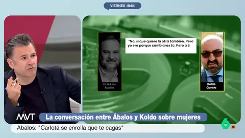 Iñaki López, sobre los encuentros de Ábalos y Koldo con mujeres: "Madre mía, esto ni en las peliculas de Paco Martínez Soria" Además de hablar sobre cómo se repartían el dinero, en los audios grabados por el exasesor de Ábalos también conversaban sobre quedadas secretas para las que, además, debían decidir qué mujeres iban a acudir.