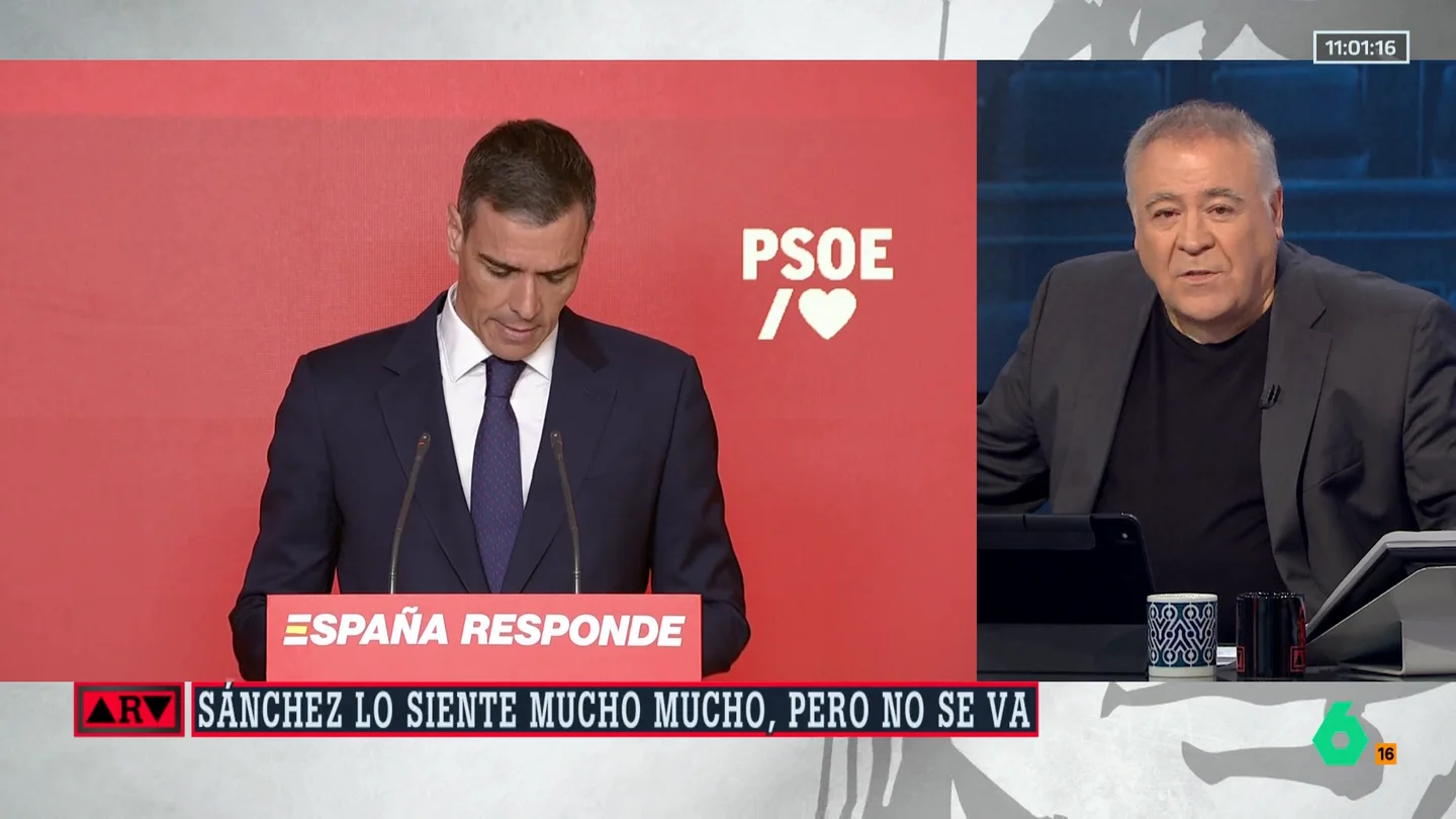 Ferreras, tajante tras el escándalo de Santos Cerdán: “La respuesta de Sánchez es raquítica, pobre y muy deficiente” Ferreras, tajante tras el escándalo de Santos Cerdán: “La respuesta de Sánchez es raquítica, pobre y muy deficiente”
