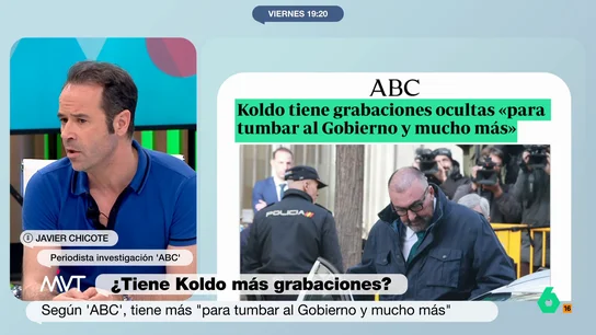 Alberto Chicote, sobre el material de la UCO: "Me dicen que no hay ninguna grabación con Sánchez" El periodista explica que Koldo García tendría cientos de audios, además de los que pudo encontrar la Guardia Civil en su casa. Estos estarían en un lugar que el exasesor de Ábalos no quiere revelar.