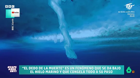 Francisco explica en qué consiste el "dedo de la muerte", el fenómeno bajo el hielo marino que congela todo a su paso Francisco Cacho trae a Zapeando un fenómeno meteorológico simplemente espectacular. Un brinicle, también conocido como "dedo de la muerte" que bajo el hielo marino deja petrificadas a unas estrellas de mar.