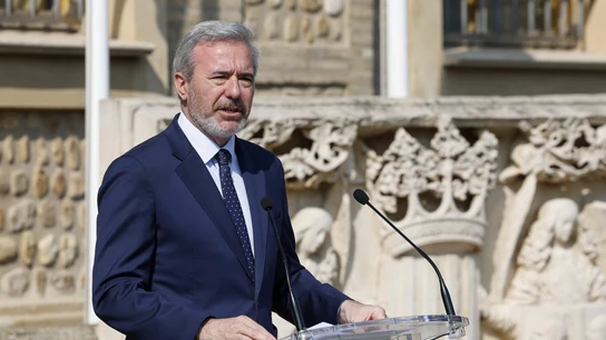 El presidente de Aragón, Jorge Azcón, interviene tras la firma de un convenio para impulsar la lucha contra la despoblación El presidente de Aragón, Jorge Azcón, interviene tras la firma de un convenio para impulsar la lucha contra la despoblación