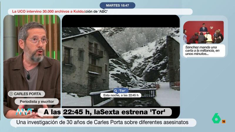 Carles Porta afirma que 'Tor' "es una mezcla de 'Twin Peaks' y 'Fargo'": "La diferencia está en que esto es real"