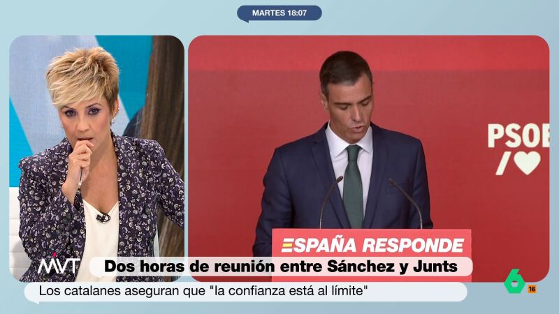 Cristina Pardo, sobre la negativa de Junts de hacerse una foto con Sánchez: "Es acentuar la humillación al presidente del Gobierno"