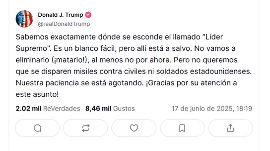 Mensaje de Donald Trump. Mensaje de Donald Trump.