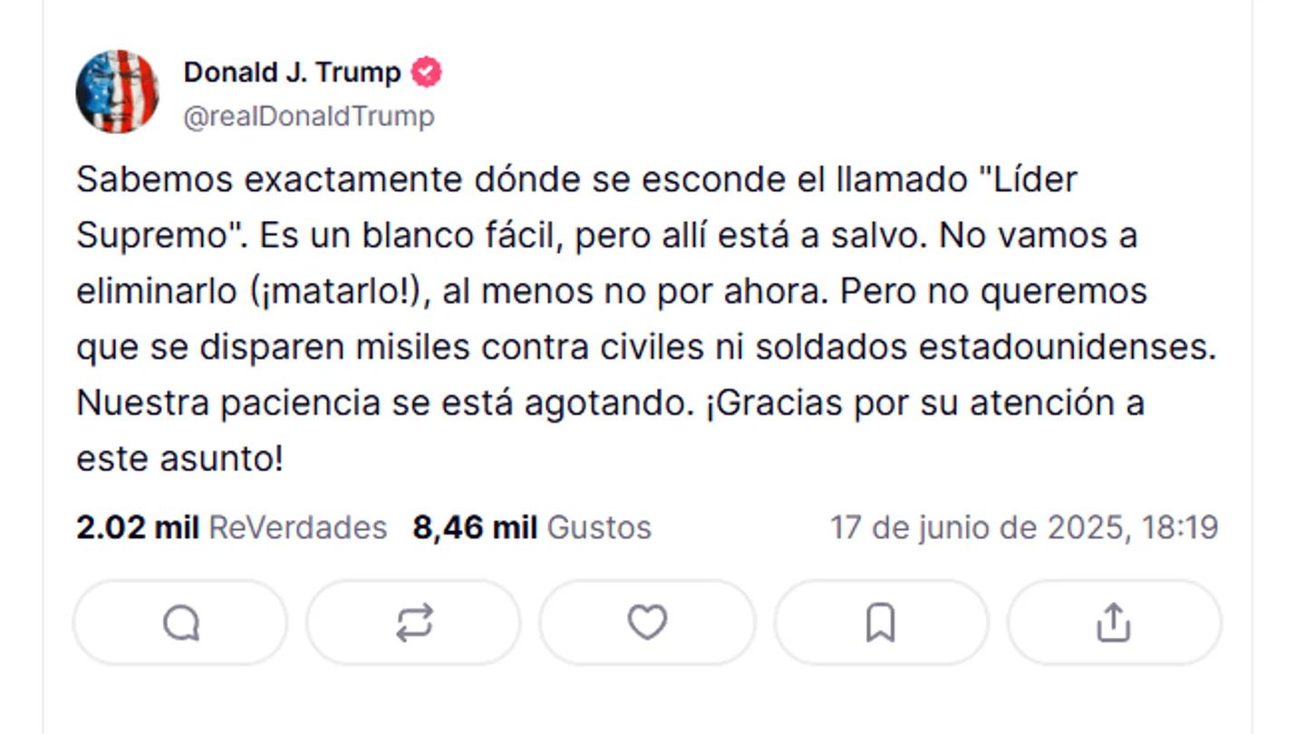Mensaje de Donald Trump. Mensaje de Donald Trump.