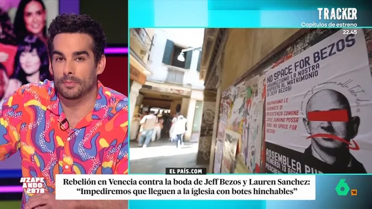 Juan Sanguino analiza las amenazas de los venecianos por la boda de Jeff Bezos: "Quieren que se les atragante la tarta nupcial" Jeff Bezos y Lauren Sánchez han decidido celebrar su boda en Venecia, lo que ha puesto en pie de guerra a los venecianos. Juan Sanguino desvela todos los detalles de la "boda del año" que costará entre 10 y 30 millones de euros.