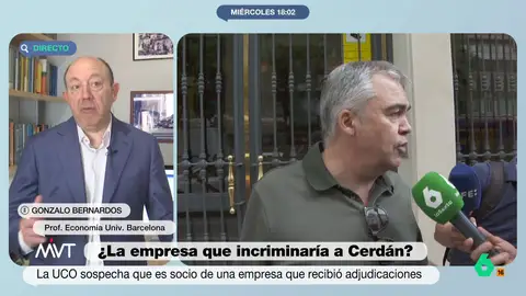 Gonzalo Bernardos, sobre el presunto contrato de Cerdán por el 45% de Servinabar: "Es muy burdo. No se complicaron la vida" Gonzalo Bernardos analiza en este vídeo las sospechas de la UCO sobre la supuesta participación de Santos Cerdán en Servinabar, una empresa que recibió adjudicaciones.
