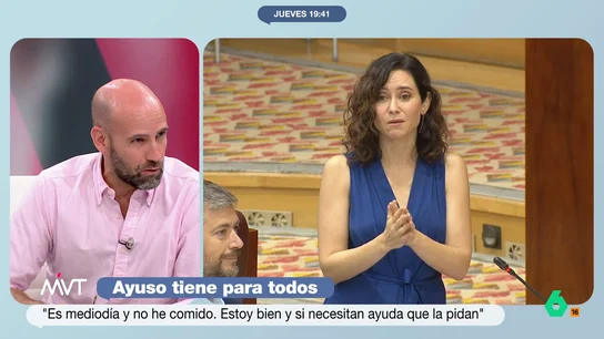 Gonzalo Miró responde tajante a Ayuso: "Cuando los ancianos de las residencias le pidieron ayuda, ella no hizo ni puto caso" Tras la última intervención de Isabel Díaz Ayuso, Gonzalo Miró comenta que "eso de la catetada le ha sentado regulinchi" y que "es sorprendente que hable tanto de libertad menos para que cada uno se llame como le dé la gana".